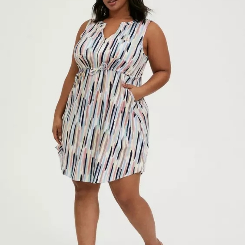 1x Plus Size Torrid Striped Sleeveless Shirt Dress Summer Beachy